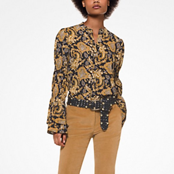 NWT MICHAEL KORS PAISLEY CREPE BLOUSE - Picture 3 of 3